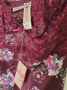 Burgundy Floral Lace Nightgown