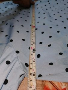Light Blue Polka Dot Bell Sleeve Top