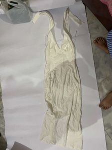 zara Elegant White Halter Neck Dress