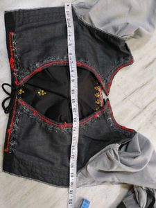 Designer Black Blouse with Gold Embroidery