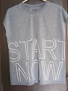 Grey "Start Now" Graphic T-Shirt