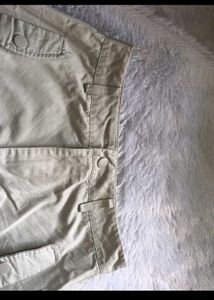 Beige Cargo Midi Skirt