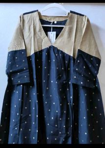 Navy Blue Kurta Set with Gold Dots