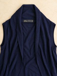 Navy Blue Sleeveless Cardigan Vest