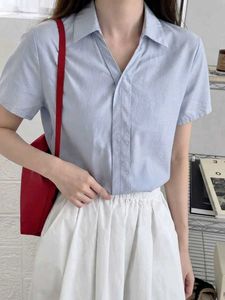 New with tag Korean Light Blue Short Sleeve Collar