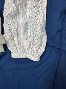 Elegant White Lace Peplum Top