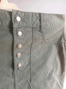 Olive Green Button-Front Utility Skirt (Size  XS)
