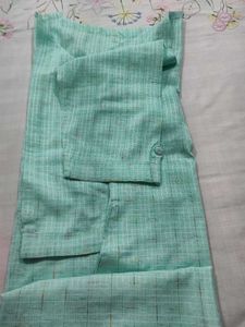 Aqua Cotton Kurti with Tassel Detail