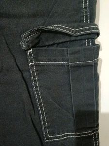 Women's Dark Wash Cargo Jeans