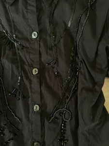 Y2K Diesel Elegant Black Beaded Button-Up Shirt