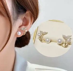 Whimsical Pearl &amp; Fish Tail Earrings