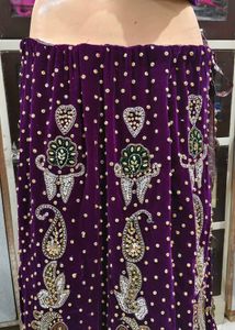 Exquisite Purple Velvet Lehenga Choli Set
