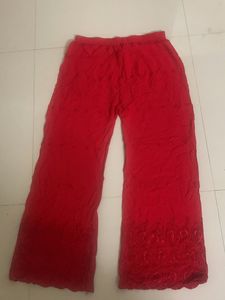 Red Embroidered Leggings Palazzo