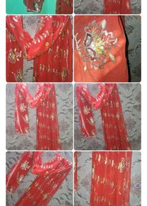 Red Embroidered Kurta dupatta of 2