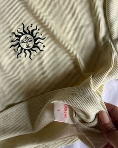 Cute Yellow Sun Graphic Crop Top - Urbanic [ Size