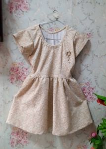 Elegant Beige Patterned Dress for Girls