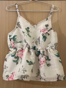 Floral Fancy Peplum Top, Size Small