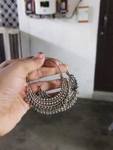 Oxidized Silver Jhumka Earrings