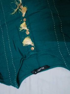 Teal Blue Kurta with Tassel Detail
