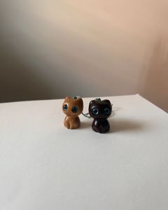 Wooden Carved Cat Charms