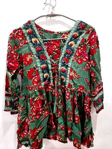 Stylish Floral Print Peplum Kurta Size-M
