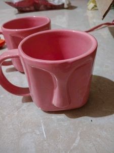 Unique Pink Ceramic  face Mugs Set