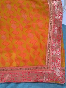 Elegant Orange Saree with Embellishments