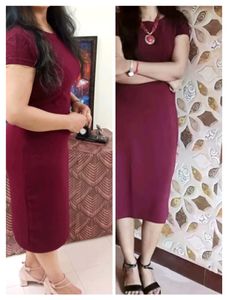 Tokyo Talkies Women A-line Regular Fit Maroon Dres