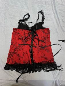 Red &amp; Black Lace Corset Top