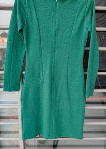 Elegant Green Textured Dress with Embellishments