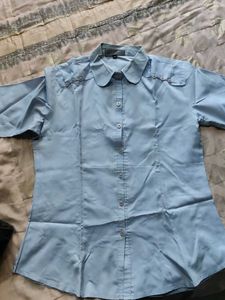 Chic Light Blue Button-Up Blouse