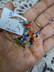 Combo Of Beautiful Crysta Hoops and Bracelet
