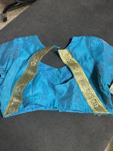 Vibrant Yellow Saree with Teal Border