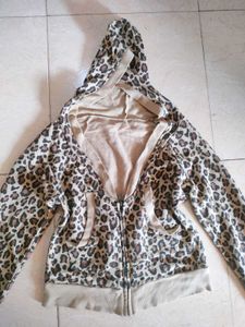 y2k Leopard Print Zip-Up Hoodie coverup