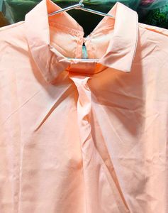 Elegant Peach Collared Blouse