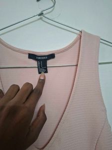Pale Pink Textured A-Line Dress
