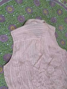 Light Pink Sleeveless Button-Up Shirt