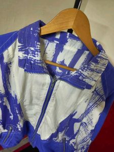 Retro Abstract Print Track Jacket