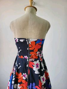 Strapless Floral High-Low Dress