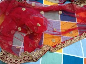 Exquisite Red &amp; Gold Embroidered Lehenga Choli