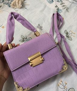 Chic Lavender Croc Embossed Handbag