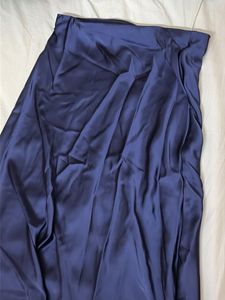 Zara Elegant Navy Blue Satin Skirt