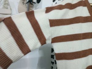 Striped Button-Up Knit Cardigan