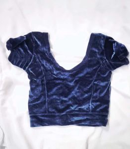 Velvet Puff Sleeve Crop