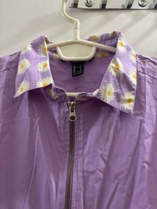 FOREVER 21 Lavender Shirt Dress with Daisy Print