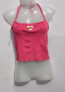 Pink Heart Halter Neck Top