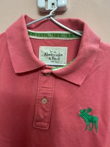Abercrombie &amp; Fitch Coral Polo Shirt with Moose Lo