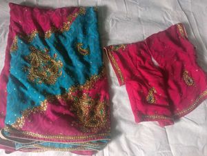 Embroidered Silk Blend Saree