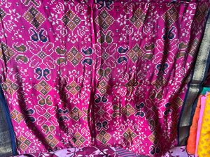 Pink Ikat Silk Saree