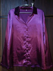 SAVANA Purple Non-Button Pullover Shirt